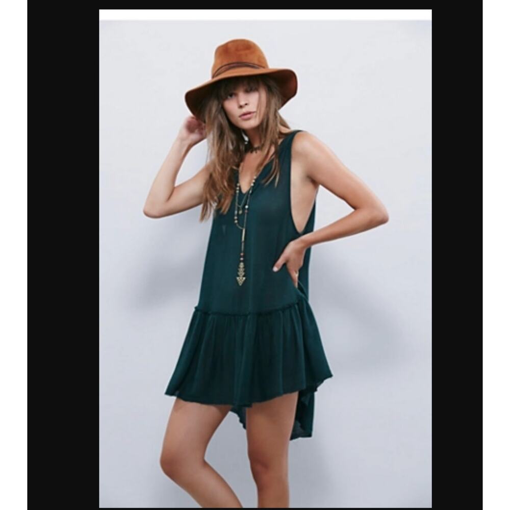 Free People Intimately Say it With a Layer Tank Tunic Teal Green S